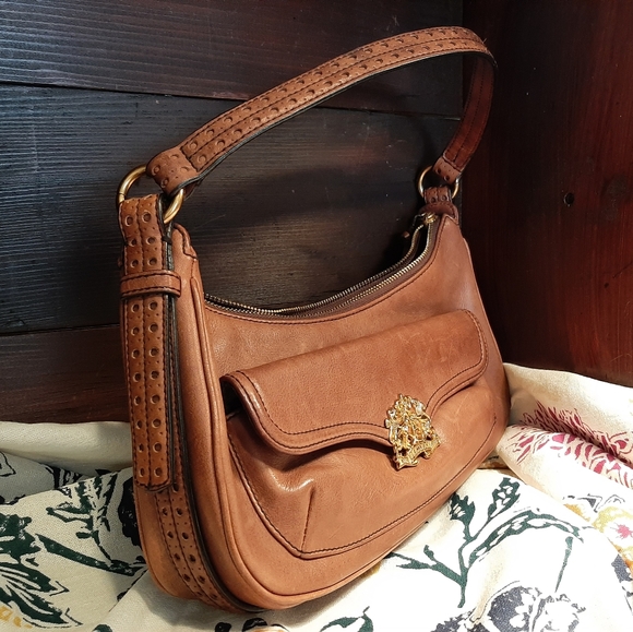 Vintage rare Ralph Lauren brown leather saddle bag purse. - Picture 3 of 11